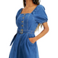 Vestido midi jeans smocked feminino da INC International Concepts, azul, tamanho 2