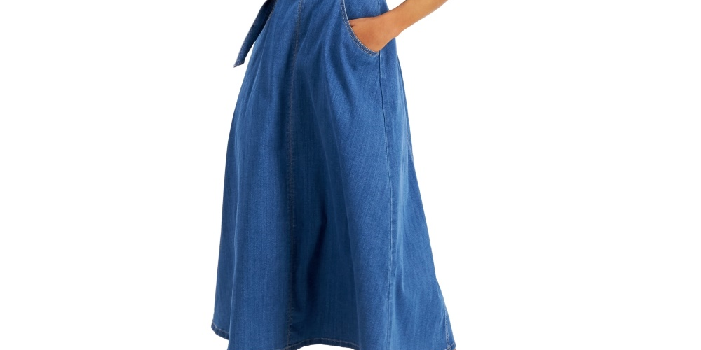 Vestido midi jeans smocked feminino da INC International Concepts, azul, tamanho 2