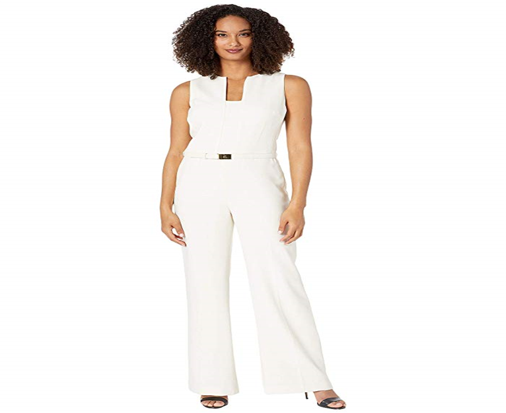 Macacão Ralph Lauren Feminino Crepe com Cinto Bege Tamanho 4