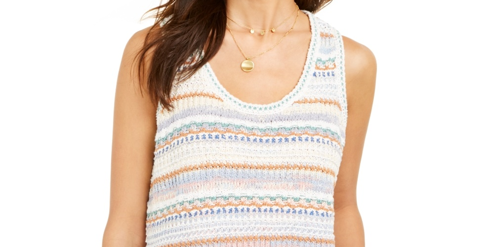 Regata feminina de crochê Style &amp; Co, verde, tamanho extragrande