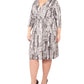 Vestido envelope falso com estampa animal plus size feminino NY Collection, preto, tamanho 2X
