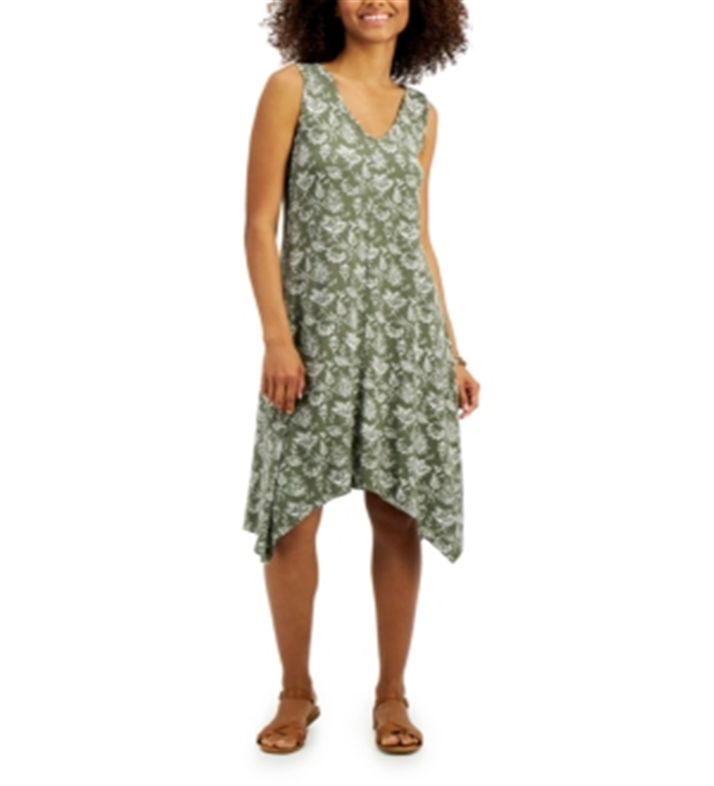 Vestido feminino com bainha de lenço estampado estilo &amp; co, amarelo, tamanho médio