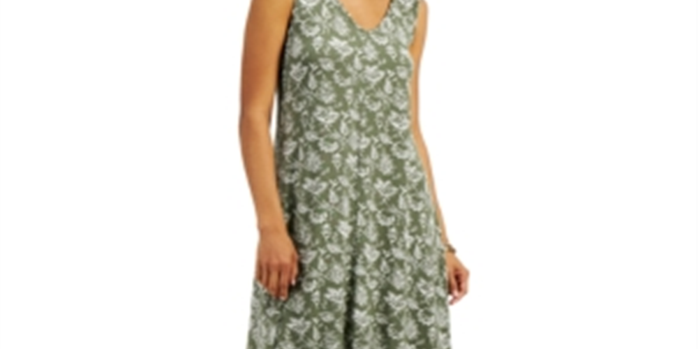 Vestido feminino com bainha de lenço estampado estilo &amp; co, amarelo, tamanho médio