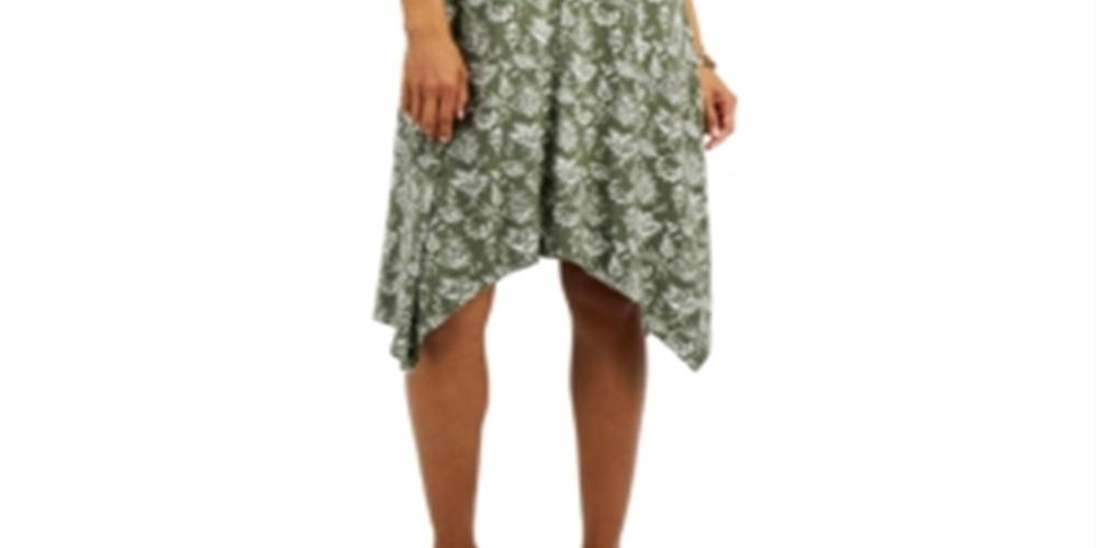 Vestido feminino com bainha de lenço estampado estilo &amp; co, amarelo, tamanho médio