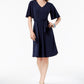 Vestido feminino Charter Club com cinto evasê azul tamanho pequeno pequeno