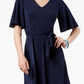 Vestido feminino Charter Club com cinto evasê azul tamanho pequeno pequeno