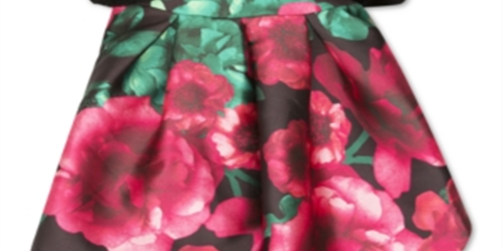 Speechless Big Girl's Colete de pele sintética de 2 peças e vestido bolha com estampa floral, tamanho 16, vermelho