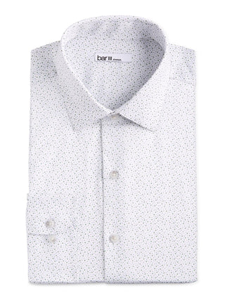 Camisa social masculina com estampa de bolinhas Bar III, branca, tamanho GG