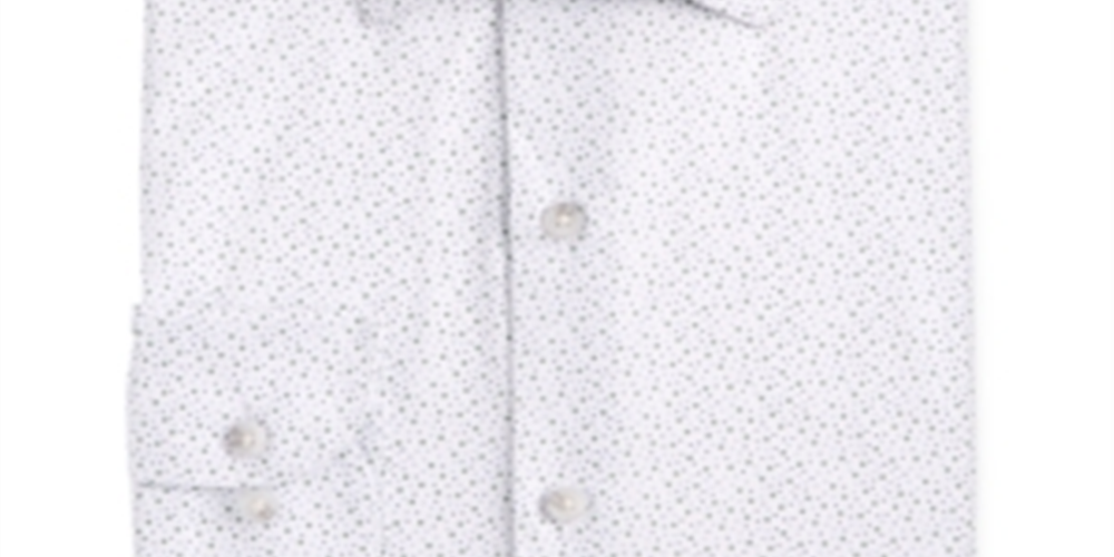 Camisa social masculina com estampa de bolinhas Bar III, branca, tamanho GG