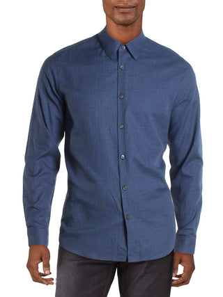 Theory Men's Irving Bridge Regular Fit Woven Button Down Shirt Blue Size Medium