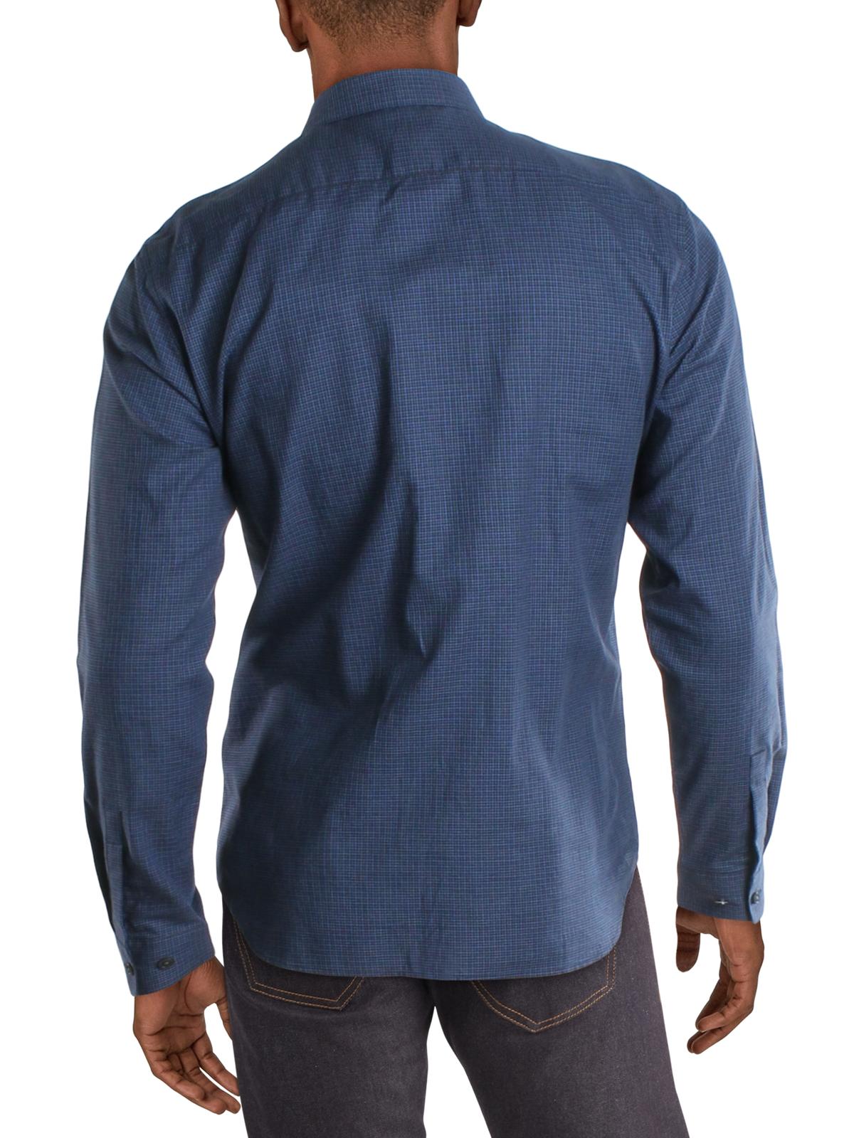 Camisa masculina Theory Irving Bridge Regular Fit Woven Button Down Azul Tamanho Médio