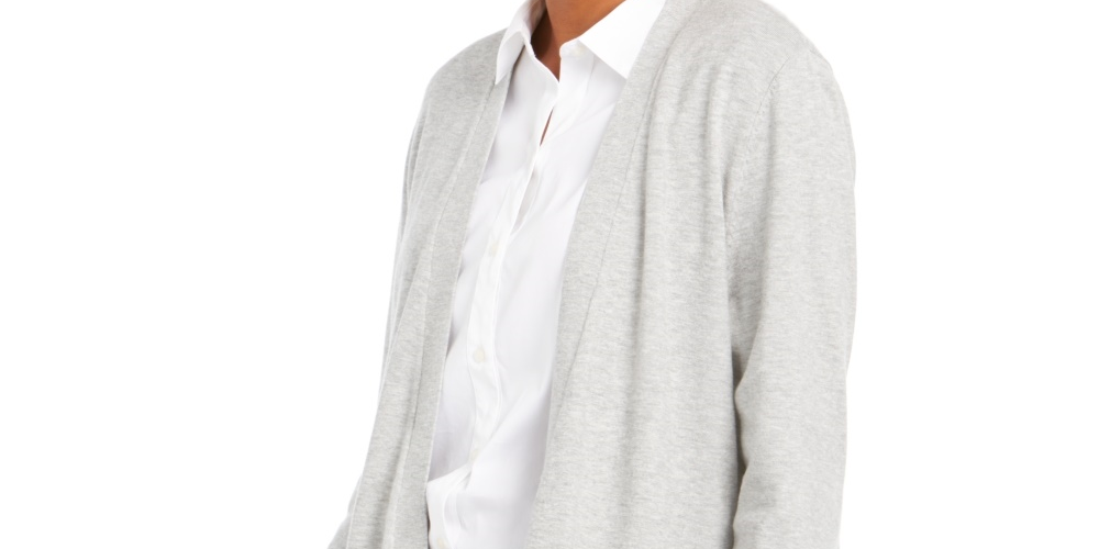 Cardigan feminino Charter Club com frente aberta, cinza, tamanho grande