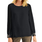JM Collection Top Feminino com Punhos e Contas Preto Tamanho X-G