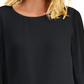 JM Collection Top Feminino com Punhos e Contas Preto Tamanho X-G