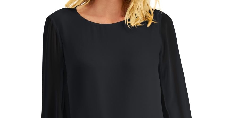 JM Collection Top Feminino com Punhos e Contas Preto Tamanho X-G