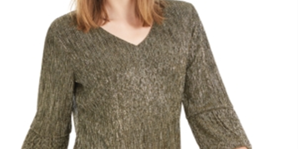 Top feminino metálico com bolhas Alfani dourado tamanho pequeno GG
