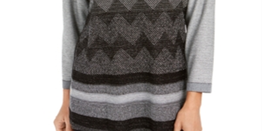 Suéter feminino com costura metálica e ombros caídos, preto, tamanho médio, da coleção JM