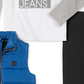 Calvin Klein Infantil Meninos 3 Peças Colete de Nylon com Logotipo Moletom com Capuz e Calça de Lã Cinza Tamanho 6