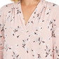 Top feminino com estampa floral e decote em V, rosa, tamanho pequeno e grande