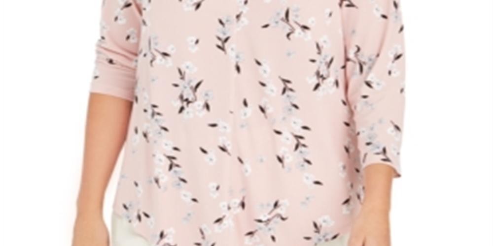 Top feminino com estampa floral e decote em V, rosa, tamanho pequeno e grande
