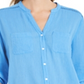 Camisa feminina Charter Club Roll Tab com botões, azul, tamanho extragrande