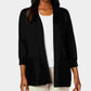 Karen Scott Cardigan Feminino Manga 3/4 Aberto Preto Tamanho P