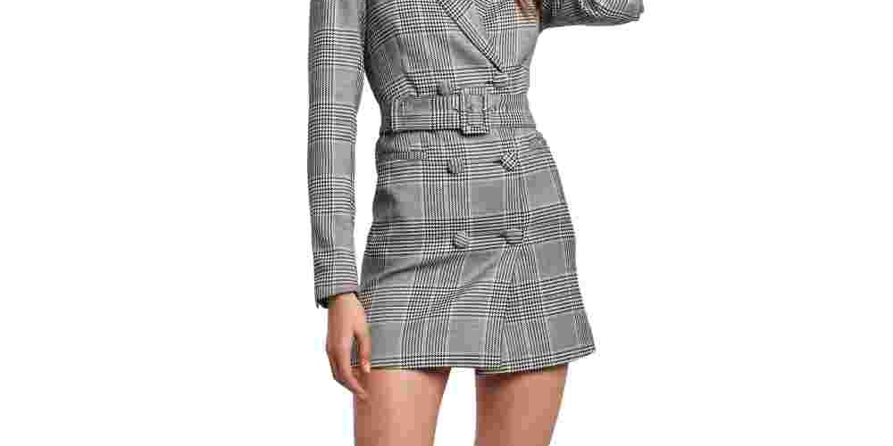 Blazer Minivestido Feminino Bardot Cinza Tamanho X-G