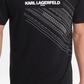 Camiseta masculina Karl Lagerfeld Paris com gola redonda, logotipo estampado e detalhes bordados, tamanho extragrande, branca