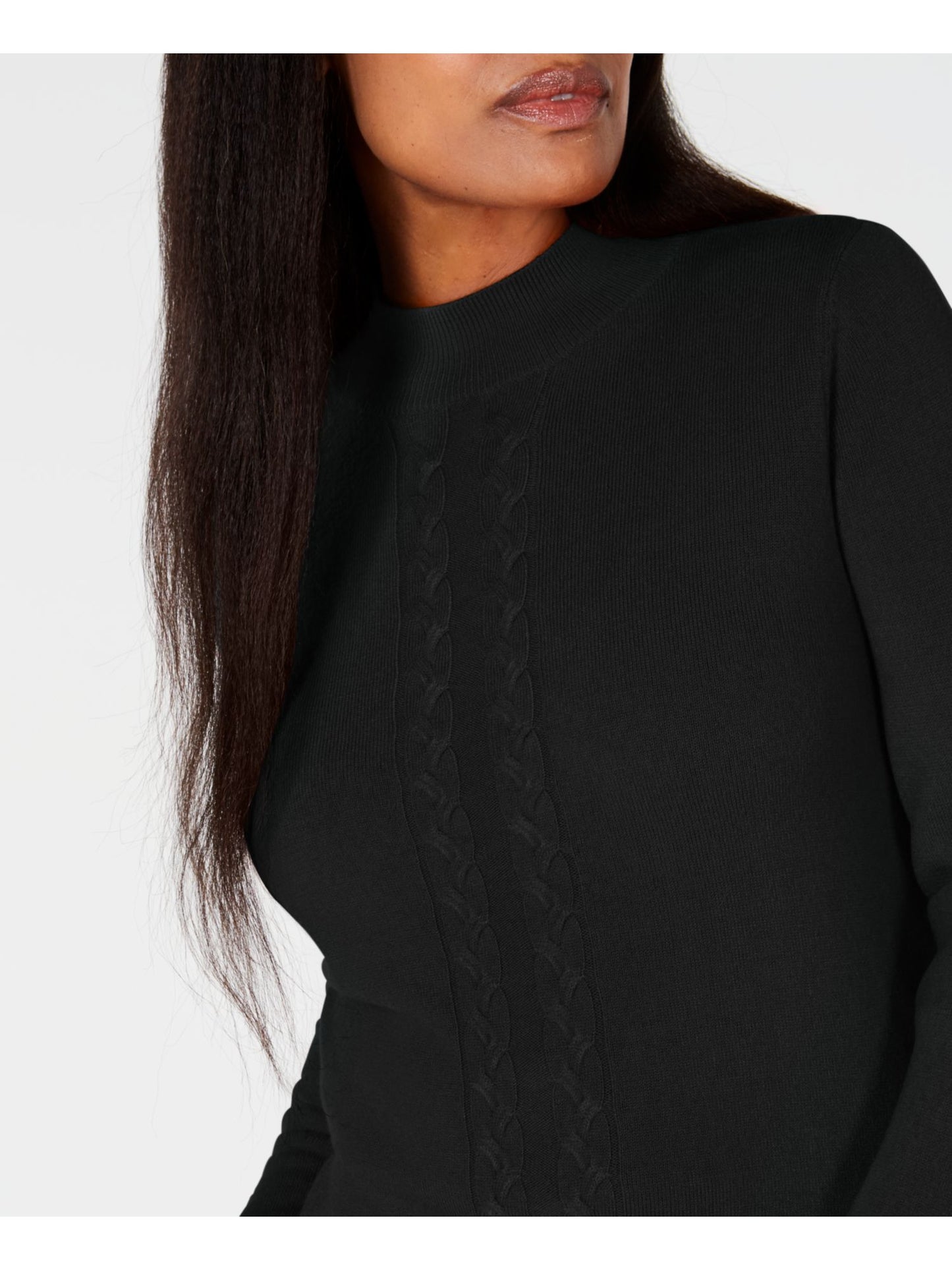 Karen Scott Suéter Feminino Manga Longa Gola Falsa Preto Tamanho Pequeno Grande