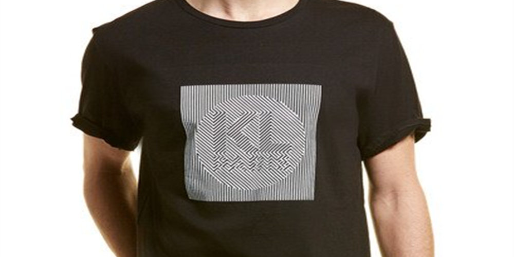 Camiseta masculina Karl Lagerfeld Paris Foil, preta, tamanho grande