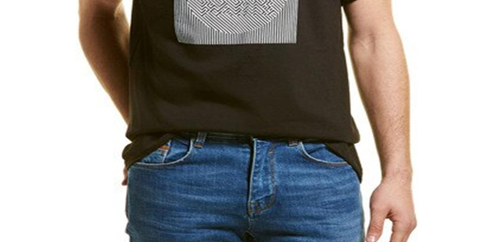 Camiseta masculina Karl Lagerfeld Paris Foil, preta, tamanho grande