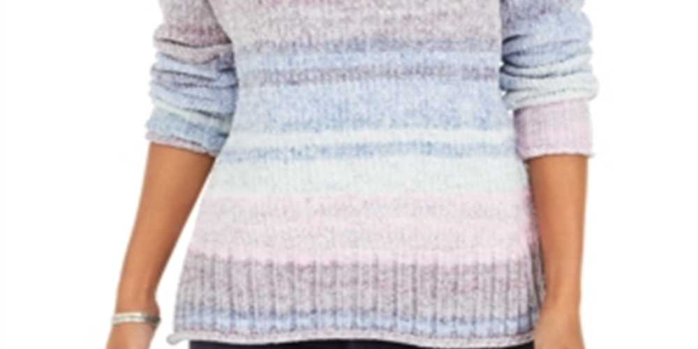 Suéter feminino de chenille com gola redonda, roxo, tamanho pequeno P