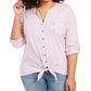Top feminino plus size com ilhós e bolso, amarração frontal, rosa, tamanho 0X