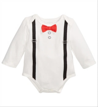 Body suspensórios First Impressions para bebê menino, branco, tamanho 0-3 meses