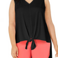 Blusa feminina Alfani Plus sem mangas com amarração na barra, cano alto e baixo, preta, tamanho 4X