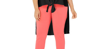 Blusa feminina Alfani Plus sem mangas com amarração na barra, cano alto e baixo, preta, tamanho 4X