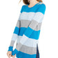 Camiseta feminina com estampa de blocos de cores e gola redonda Maison Jules - Azul, tamanho médio