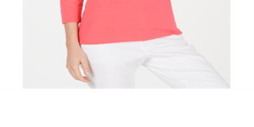 Karen Scott Blusa feminina de algodão com decote redondo, azul, tamanho pequeno G