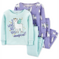 Conjunto de pijama Carter's Girl's Sleep Bottoms com estampa listrada e estampa de lhama mágica, azul, tamanho 3T