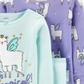 Conjunto de pijama Carter's Girl's Sleep Bottoms com estampa listrada e estampa de lhama mágica, azul, tamanho 3T
