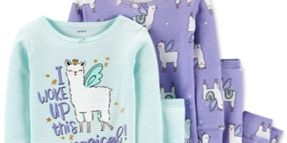 Conjunto de pijama Carter's Girl's Sleep Bottoms com estampa listrada e estampa de lhama mágica, azul, tamanho 3T
