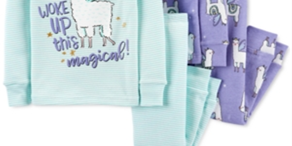 Conjunto de pijama Carter's Girl's Sleep Bottoms com estampa listrada e estampa de lhama mágica, azul, tamanho 3T