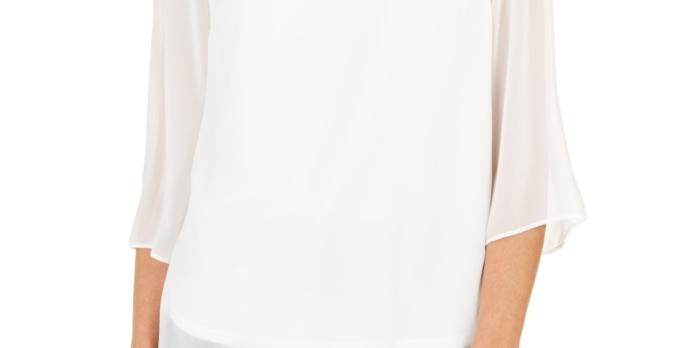 JM Collection Top Feminino com Renda e Acabamento em Ilhós, Branco, Tamanho Pequeno