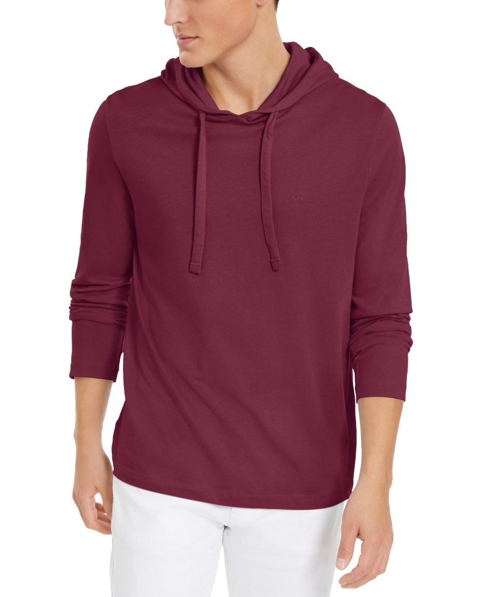 Michael Kors Moletom com capuz masculino, manga comprida, malha, vermelho, tamanho grande