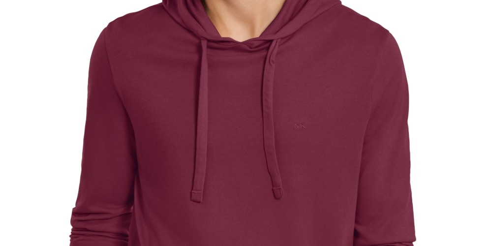 Michael Kors Moletom com capuz masculino, manga comprida, malha, vermelho, tamanho grande
