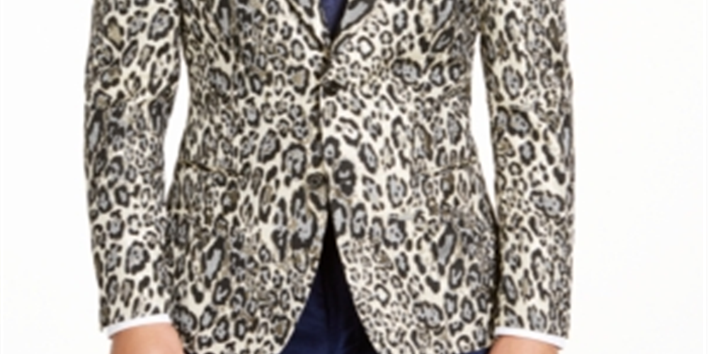 Casaco esportivo masculino Tallia com estampa animal metálica, dourado, tamanho XL