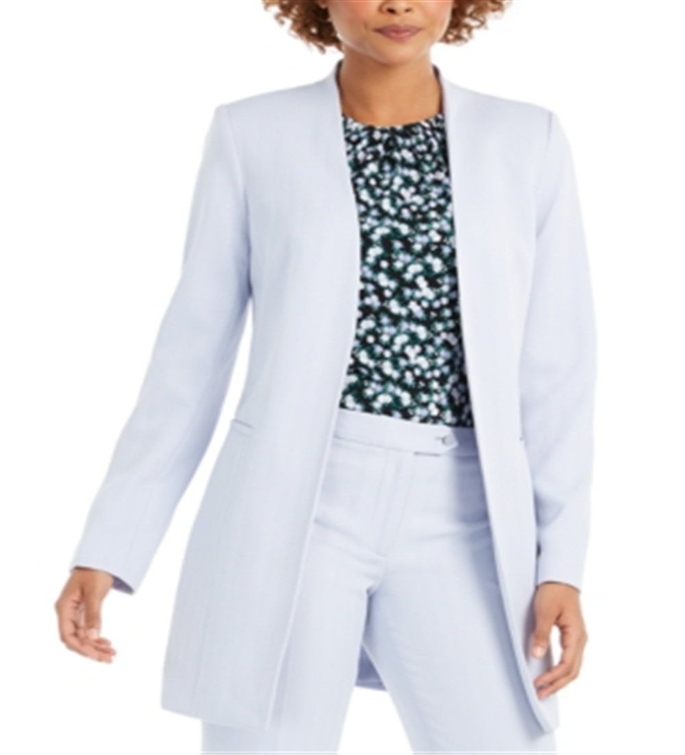 Jaqueta Calvin Klein Feminina Open Front Topper Azul Claro Tamanho 0