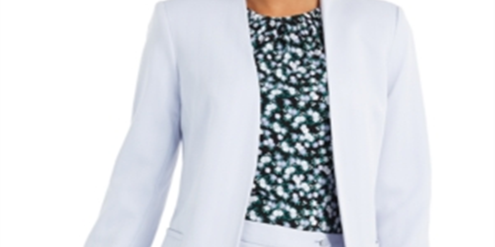 Jaqueta Calvin Klein Feminina Open Front Topper Azul Claro Tamanho 0