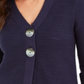 Cardigan feminino com botões e estampa de letras da coleção JM, tamanho azul marinho, pequeno, P/M