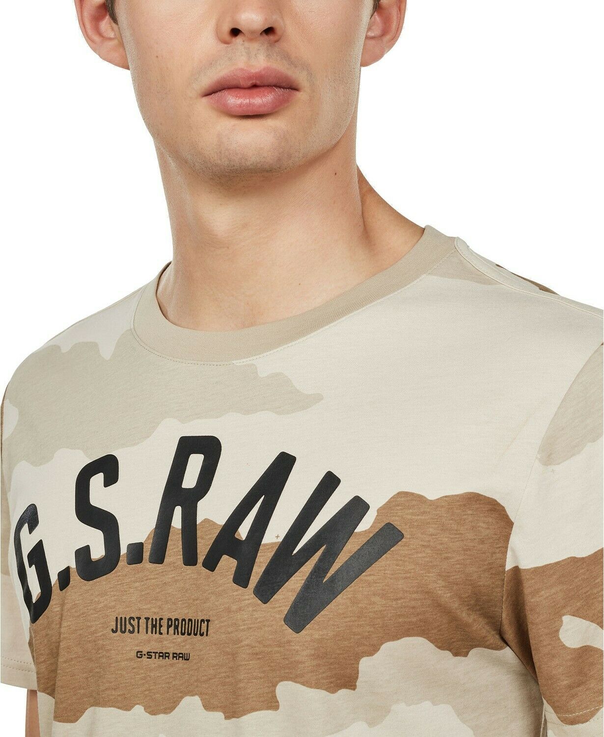 Camiseta masculina camuflada com logotipo G-Star Raw marrom tamanho XXG